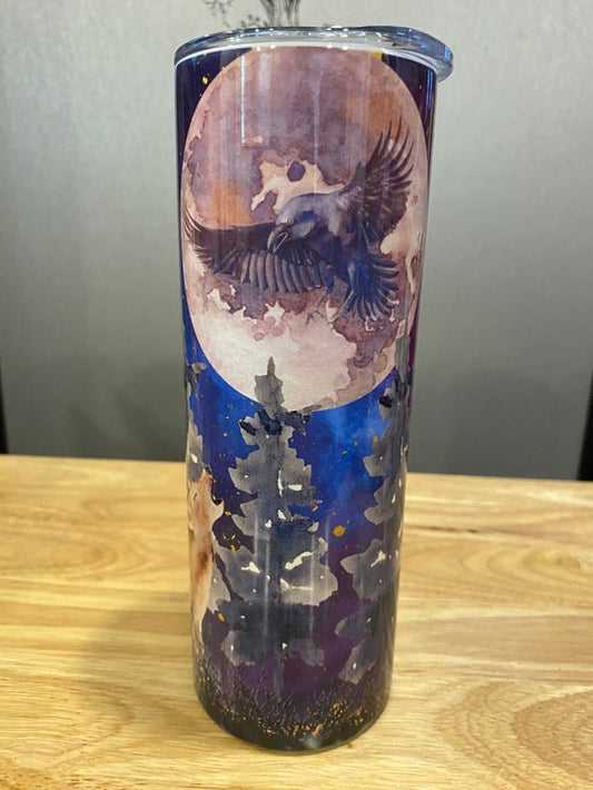 The Wolf, The Raven and the Moon tumbler